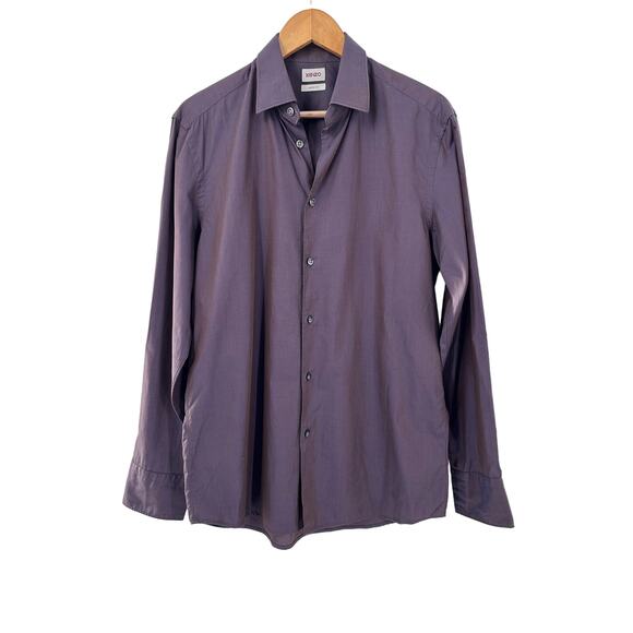 Kenzo‎ Button Up Comfort Fit Iridescent Purple Long Sleeve Size 41 16 Cotton - Picture 1 of 9